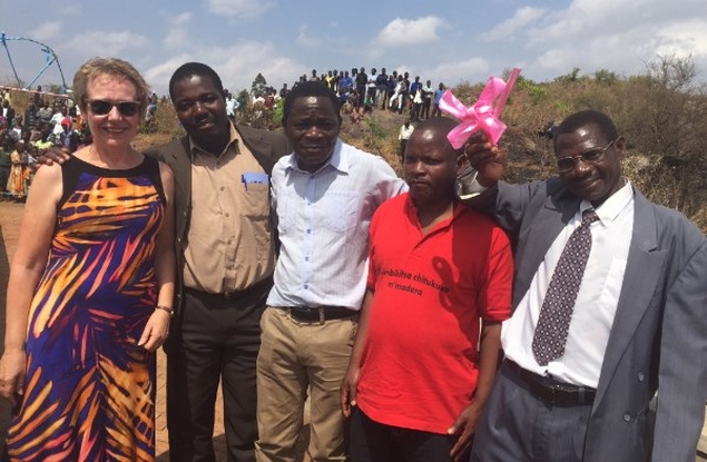 Elspeth, the local Councillor, Malawian Trustee Glad Munthali, the local MP and Chief Kapeya
